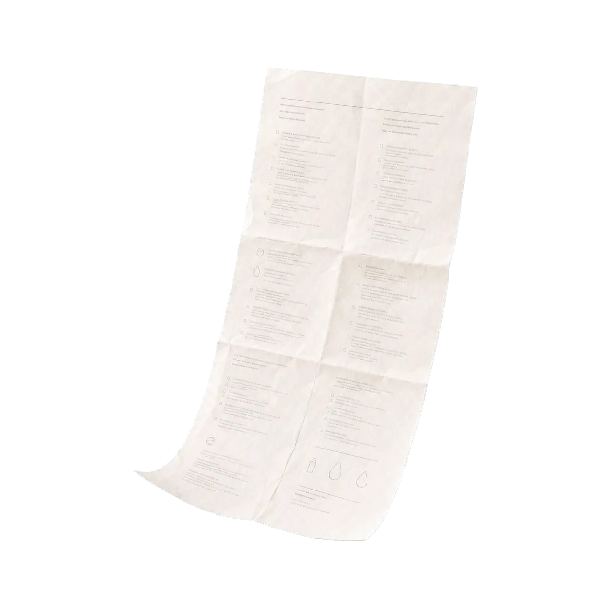Blank folded cosmetic ingredient leaflet